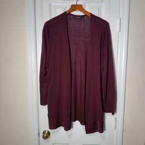 NIC+ZOE Lightweight Open Front Cardigan Burgundy Wine Size XXL Knit Layering